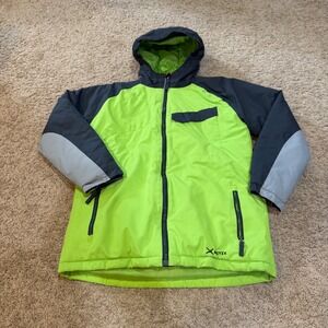 Arctix Kids Puffer Jacket Hooded Winter Coat Neon Green Gray‎ XL